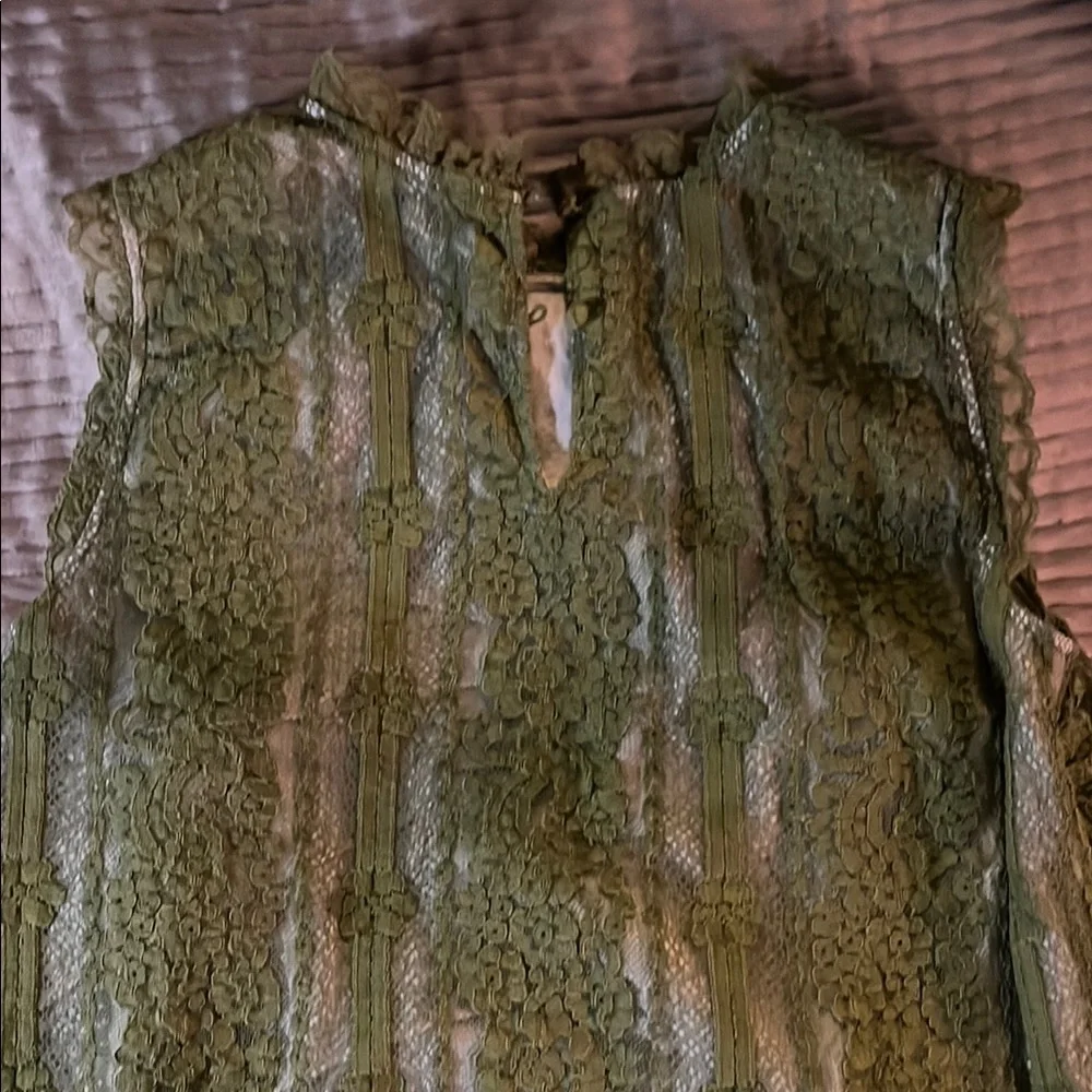 Green Lace Sleeveless Top Sundance Medium - Picture 8 of 11